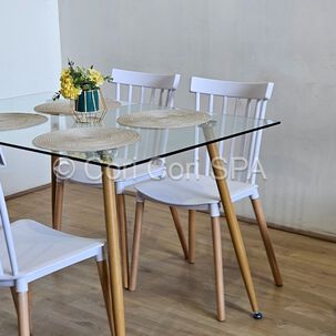 Comedor Vidrio Templado 120x80cms + 4 Sillas Windsor