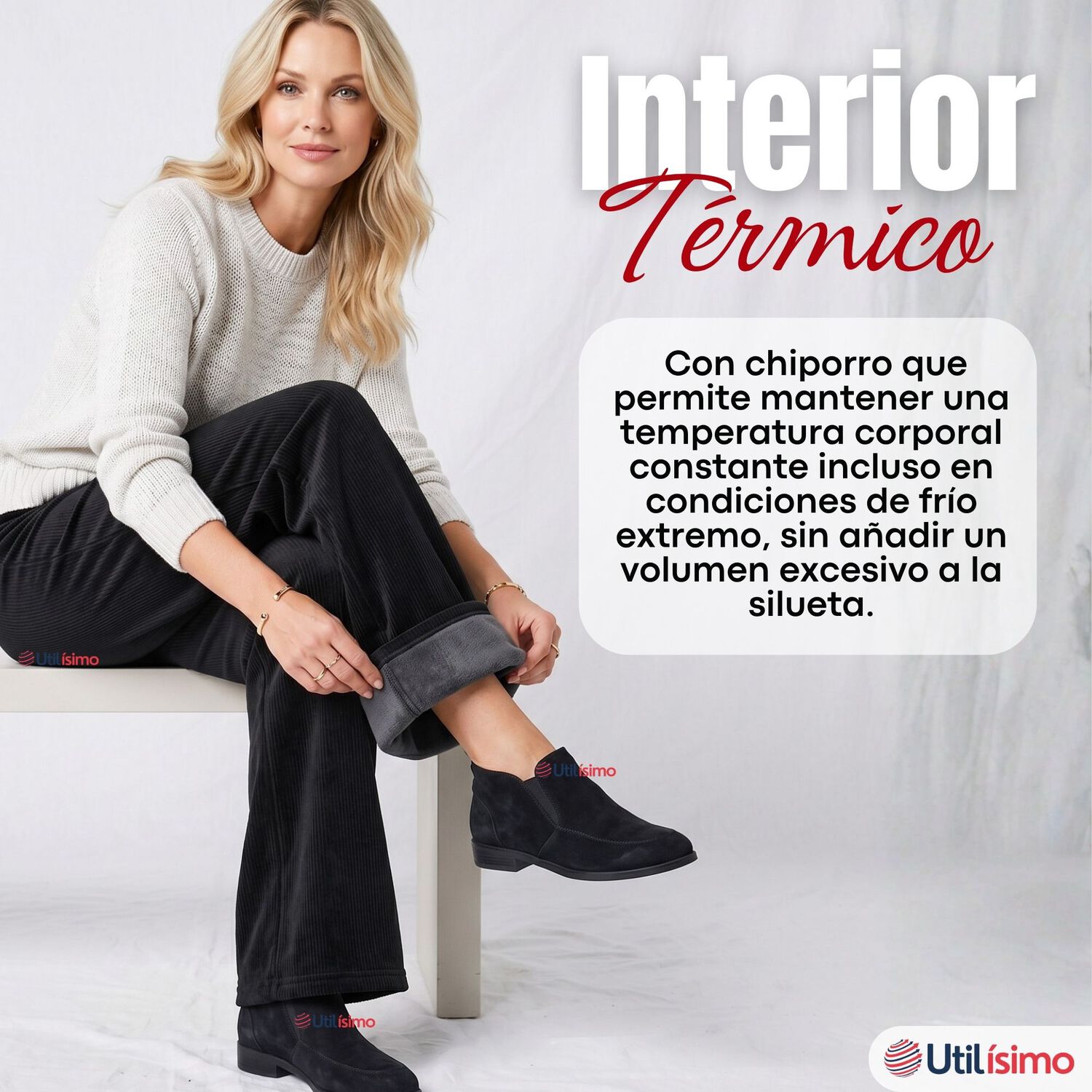Pantal&oacute;n Cotel&eacute; Palazzo Polar Con Chiporro Elasticado T&eacute;rmico Negro image number 4.0