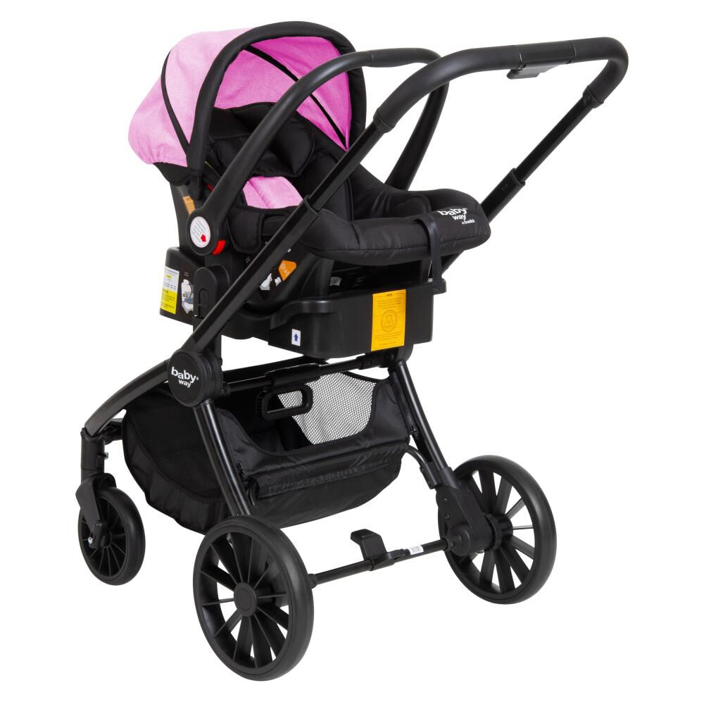 Coche Travel System Baby Way 3 En 1 Fucsia Con Base image number 2.0