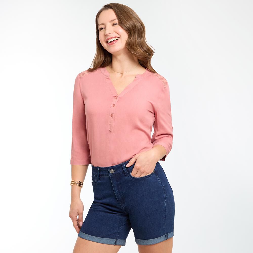 Blusa Manga Larga Roll Up Cuello V Mujer Geeps image number 2.0