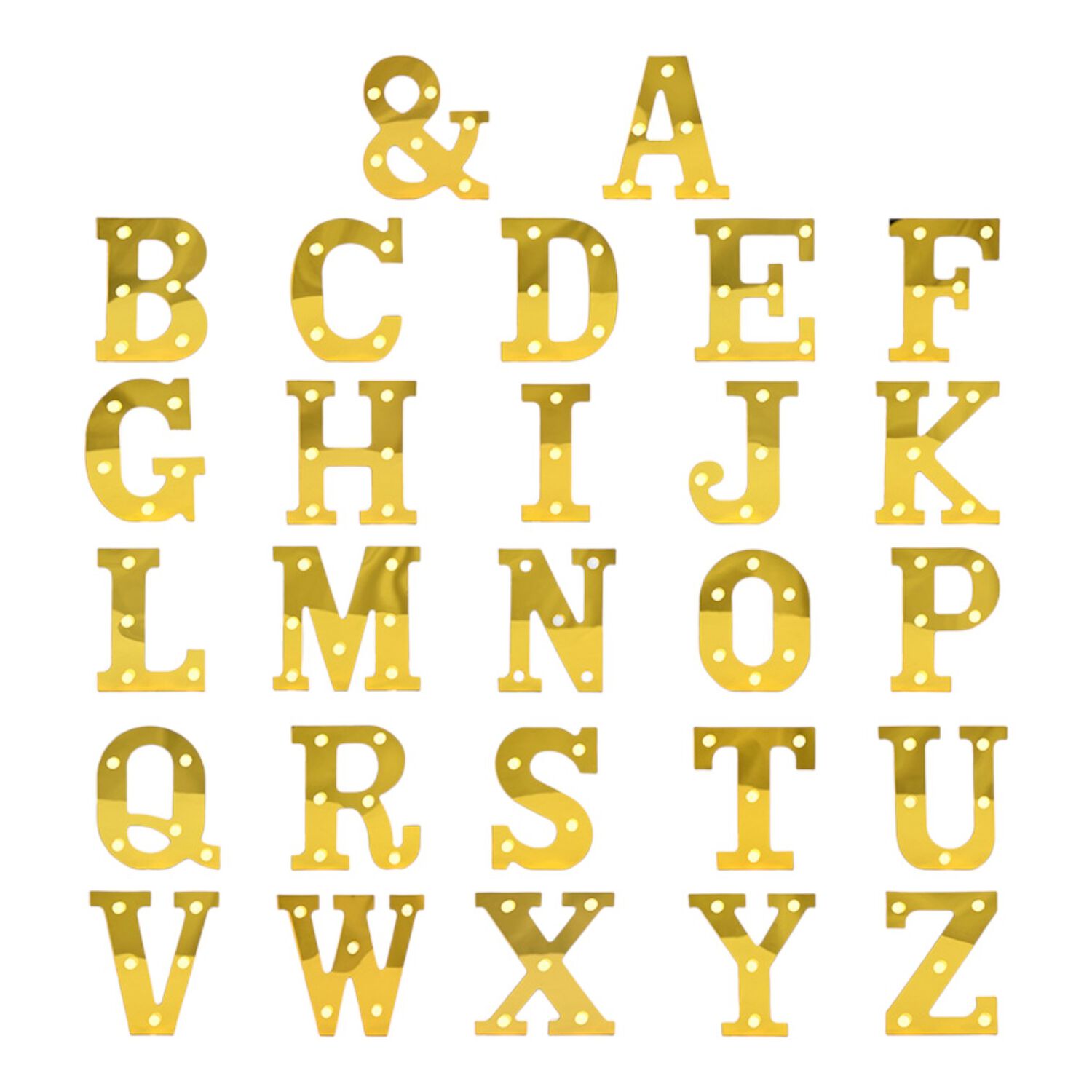 Letra Led 16 Cm Doradas Espejos Gold Candy Bar Matrimonios image number 0.0