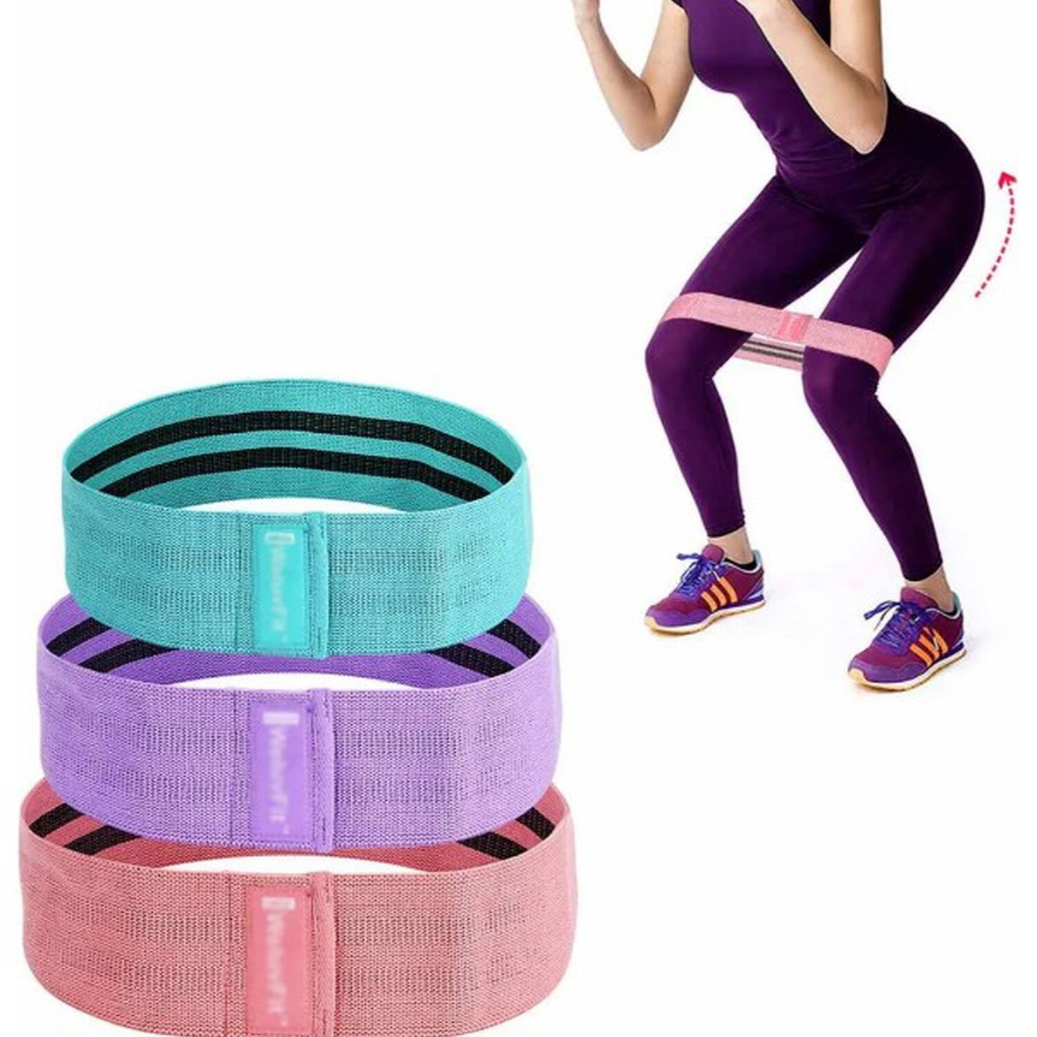Bandas El&aacute;sticas Ejercicio Pro 3 Pcs De Tela Con Bolso Yoga image number 1.0