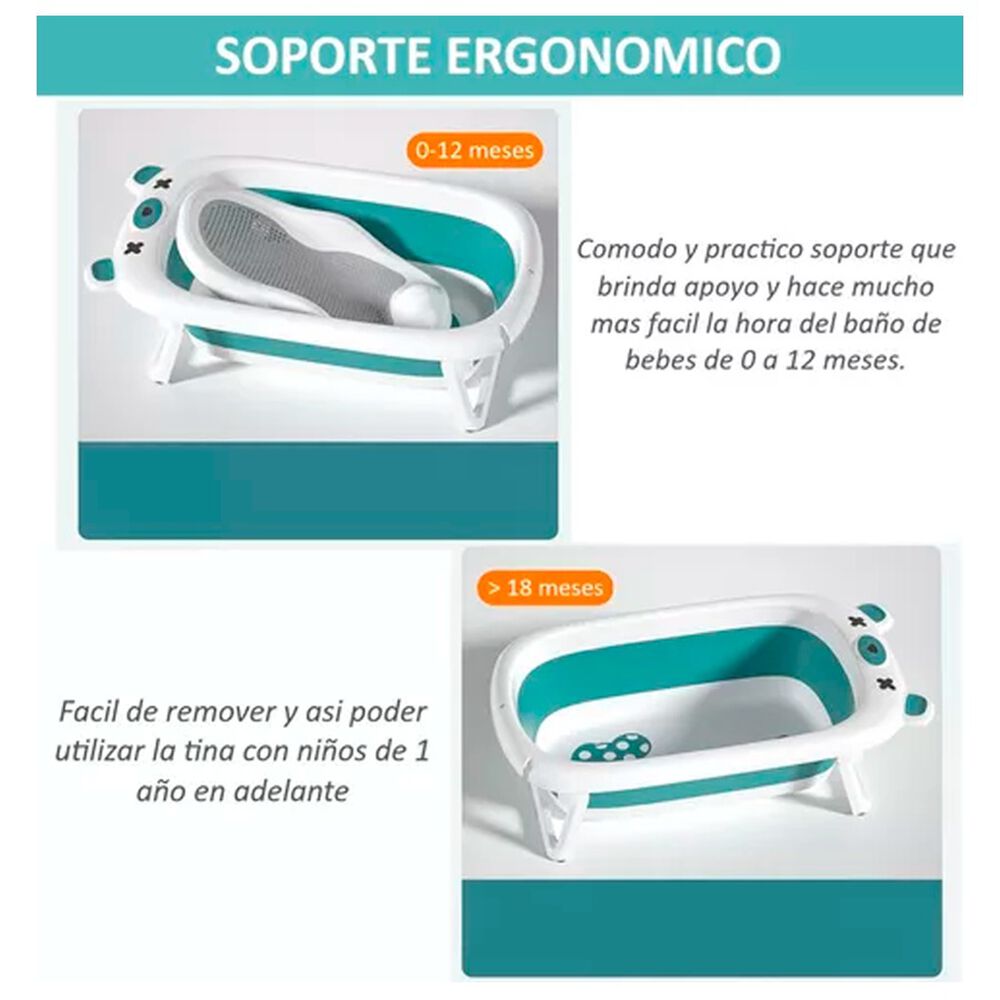 Tina Bebe Ba&ntilde;era Plegable Dise&ntilde;o De Oso Con Term&oacute;metro image number 3.0