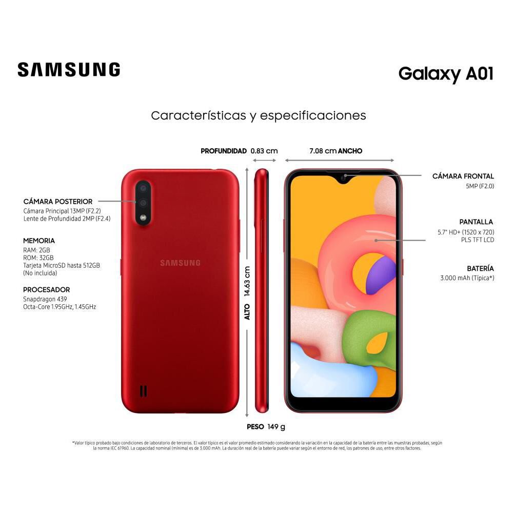 Smartphone Samsung A01 Rojo / 32 Gb / Liberado image number 7.0