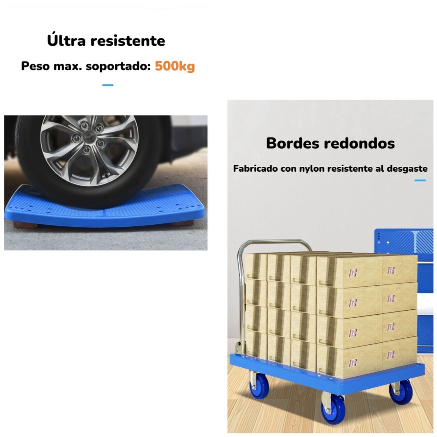 Carro De Carga Plegable Plataforma 500kg 90x60cm Lubabycas image number 9.0