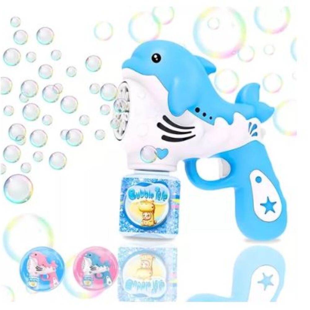 Lanzador De Burbujas Delfin Para Ni&ntilde;os Con Luces Led Celeste image number 0.0