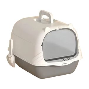 Arenero Ba&ntilde;o Sanitario De Gatos Tapa Plegable Grande Gris