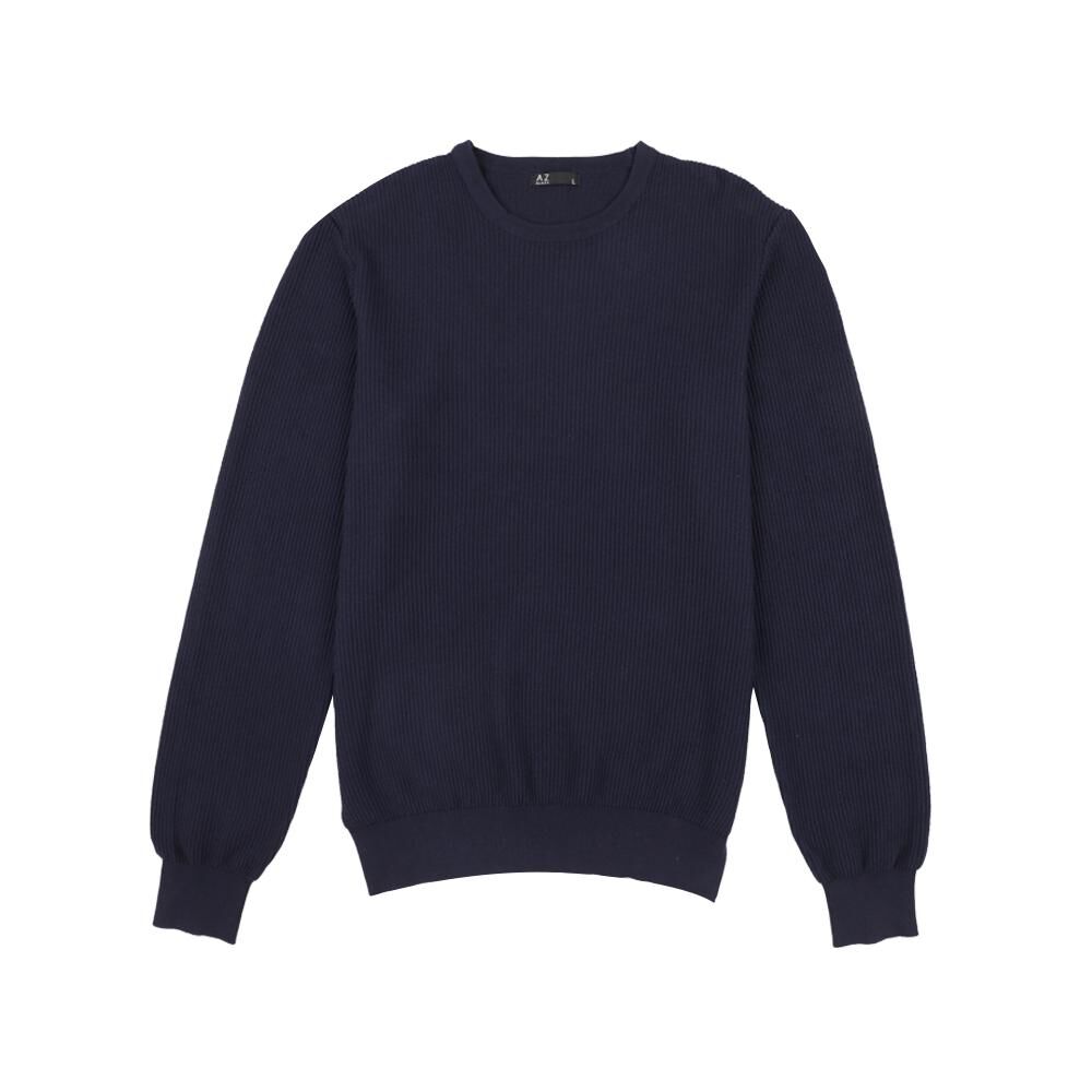 Sweater Liso Regular Manga Larga Cuello Redondo Hombre Az Black image number 0.0
