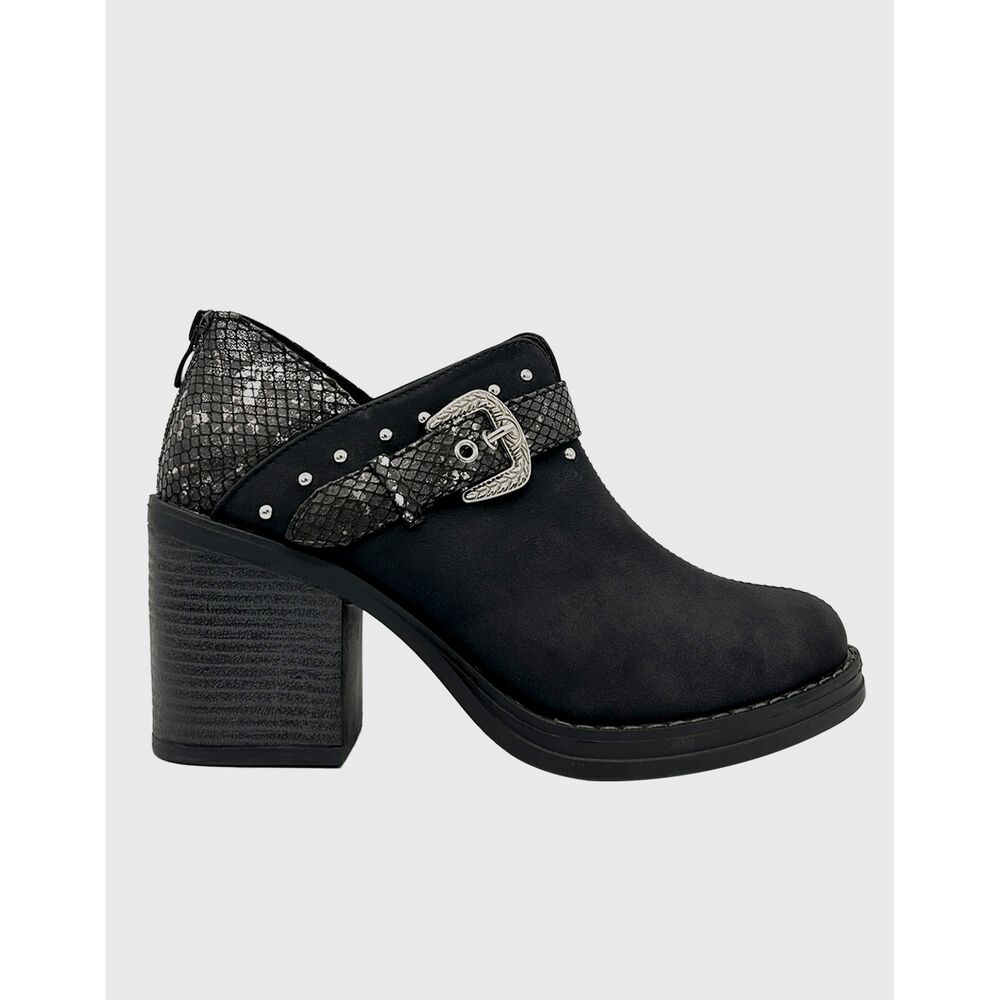 Botin Para Mujer Con Taco Y Hebilla Campera Negro Danicolle image number 3.0
