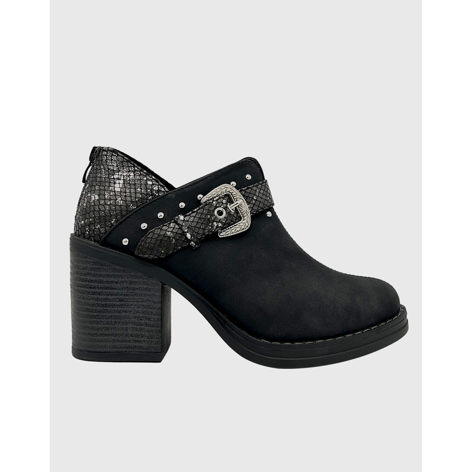 Botin Para Mujer Con Taco Y Hebilla Campera Negro Danicolle image number 3.0