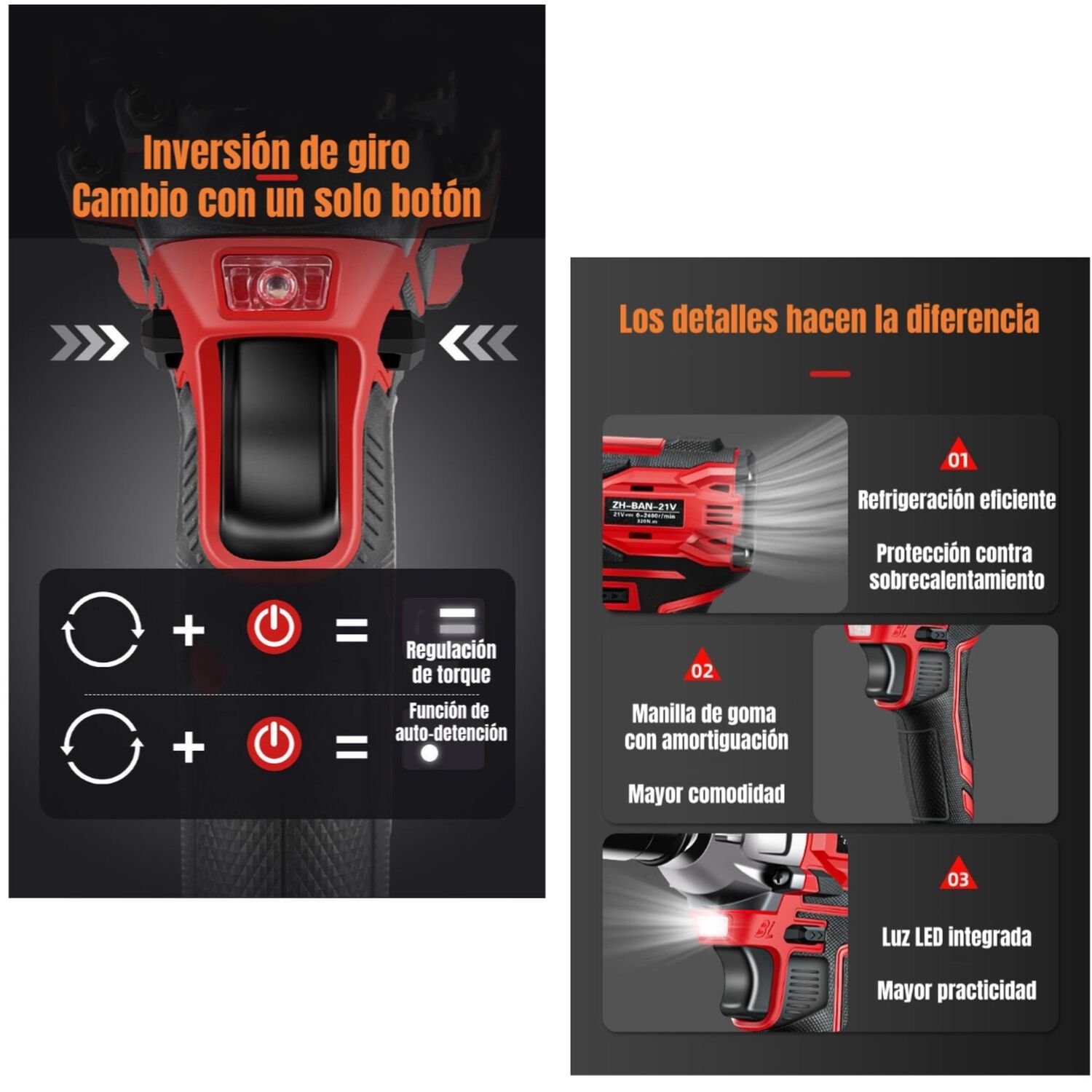 Kit Llave De Impacto Inal&aacute;mbrica Taladro Pistola 2 Bater&iacute;as image number 7.0