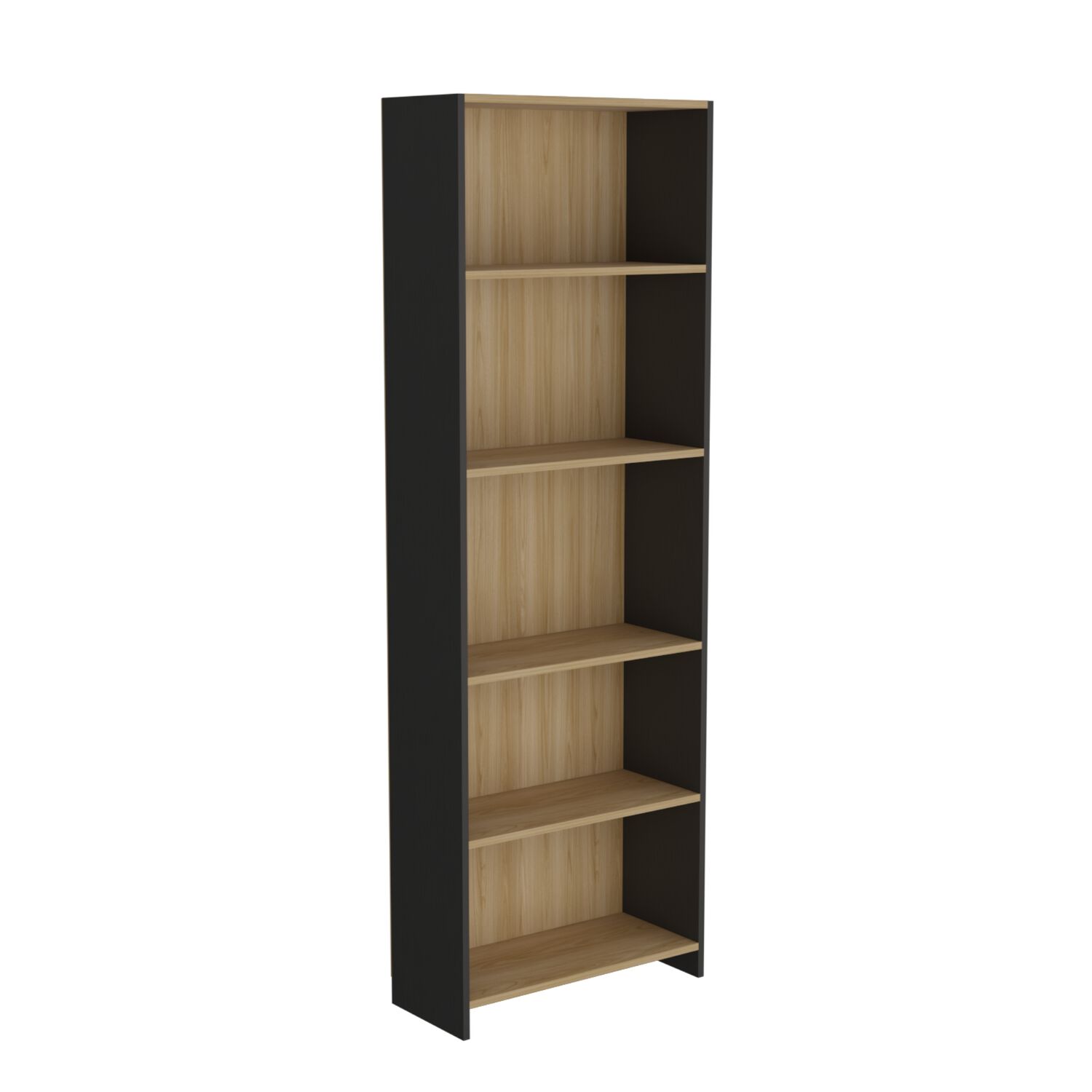 Mueble Biblioteca Con 5 Repisas 180,6x63x26,6 Cm Caf&eacute; Claro Y Negro image number 0.0