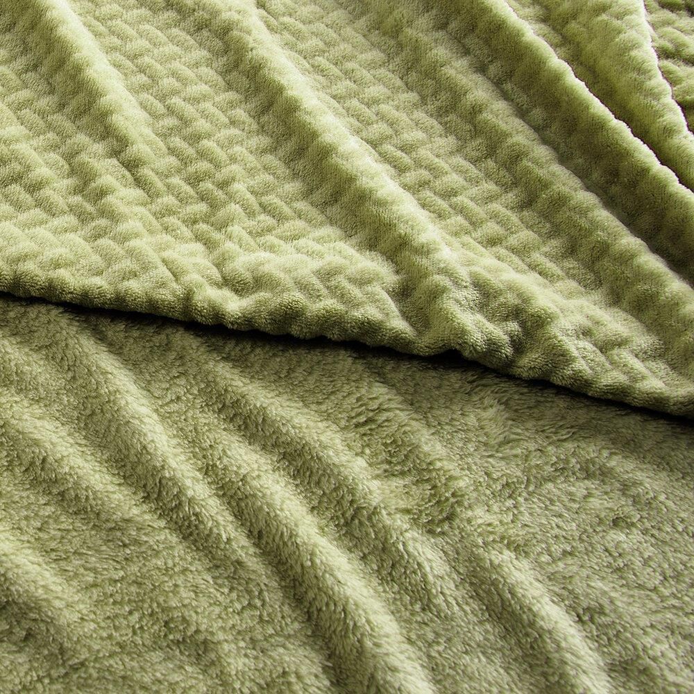 Frazada Coral Embossed 1.5 Plazas Oliva image number 1.0