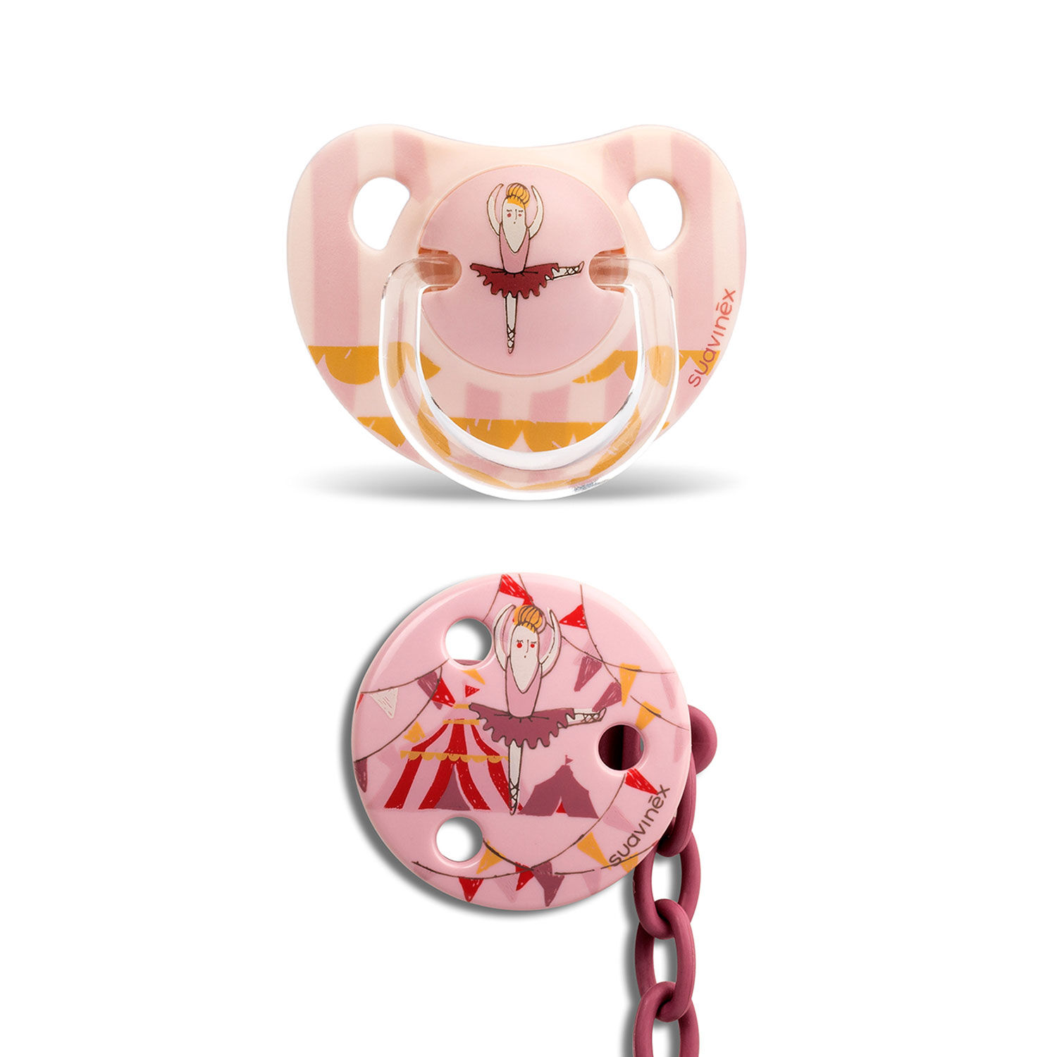 Chupete Anatomico Silicona 6-18m + Broche Redondo Bailarina image number 0.0