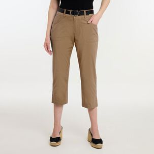 Bermuda Pescador Liso Con Cinturón Tiro Medio Regular Mujer Geeps