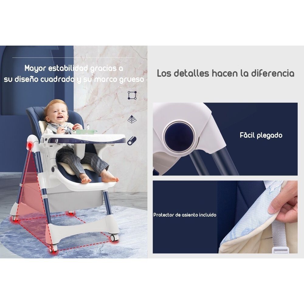 Silla De Comer Multiposiciones Con Ruedas Azul image number 3.0