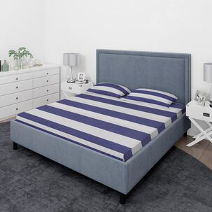 Juego De S&aacute;banas Nautica 4 Piezas Microfibra 2 Plazas Dise&ntilde;o Azul Marino