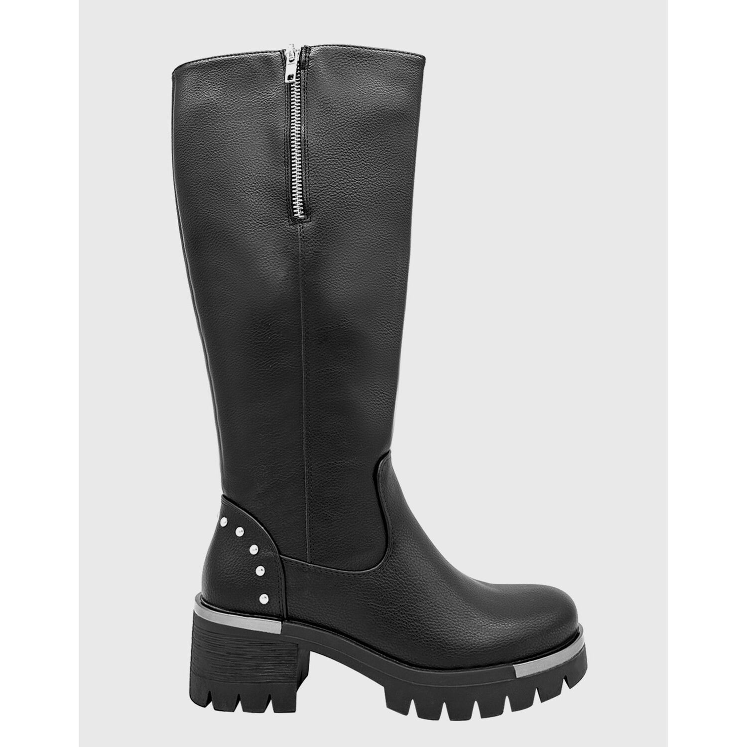 Bota Para Mujer, Negra Bajo La Rodilla Con Tachas Danicolle image number 2.0