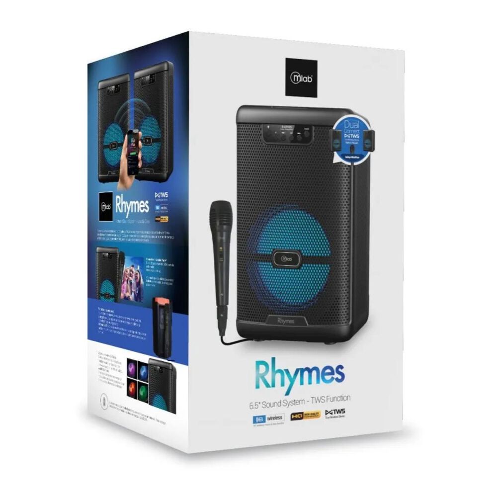 Parlante Karaoke Bluetooth 2000w Tws Negro Rhymes 9100 image number 4.0