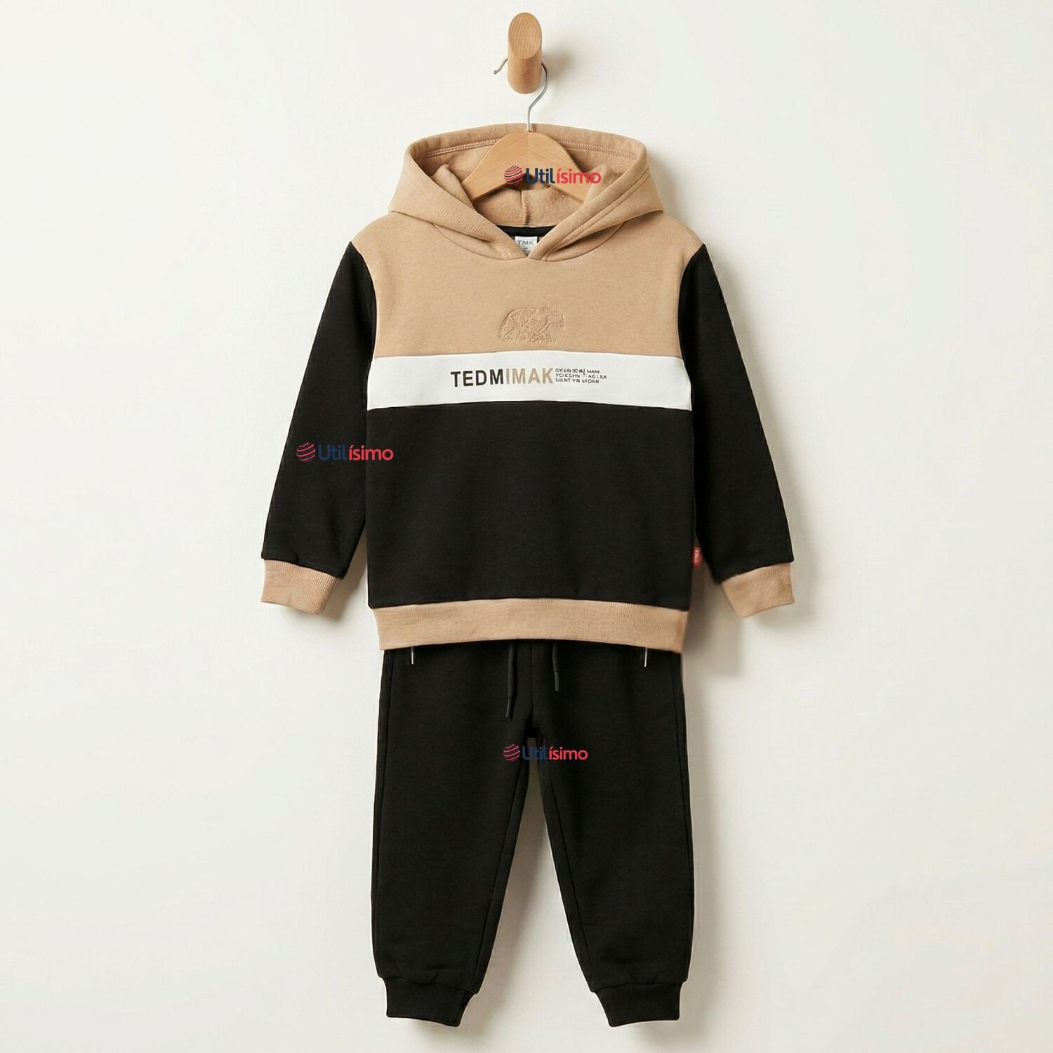 Conjunto 2 Piezas Buzo Pantal&oacute;n Y Poler&oacute;n Con Capucha Negro Ni&ntilde;o image number 0.0