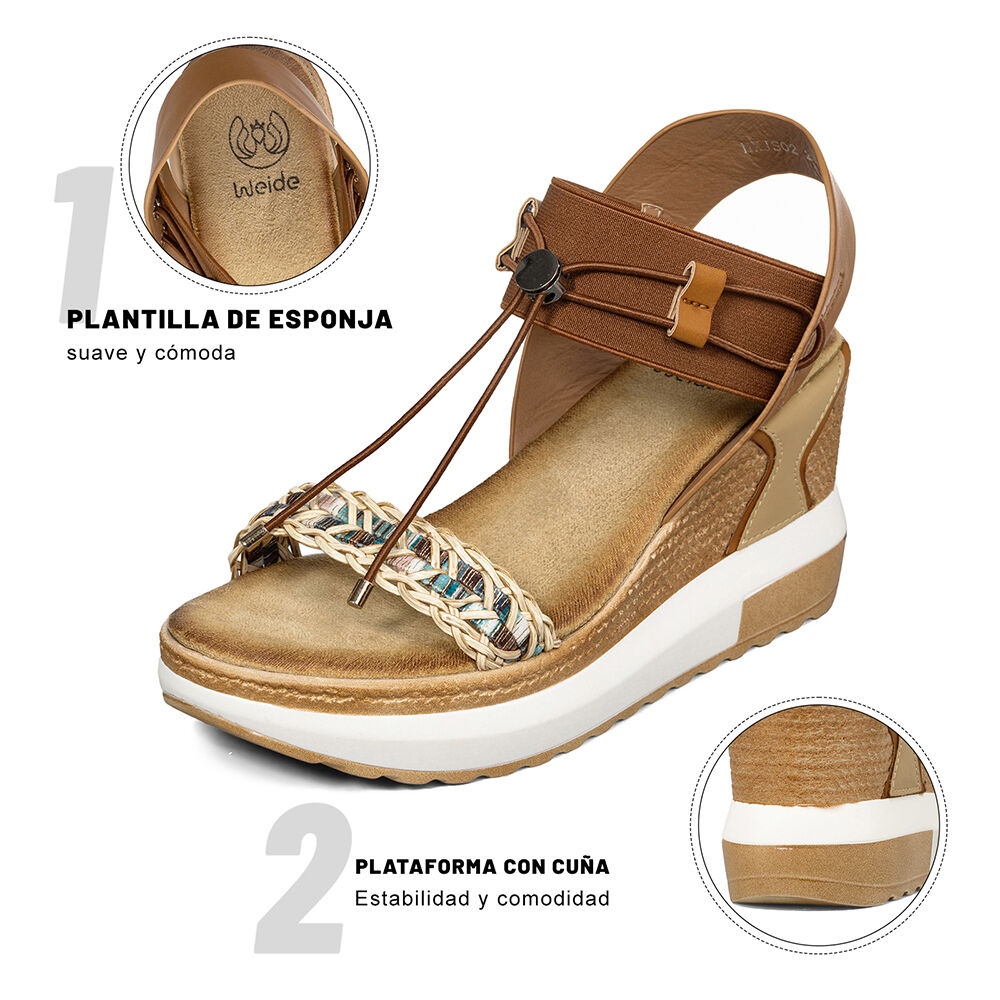 Sandalias Casuales Taco Cuña Mujer Weide Js02 image number 6.0