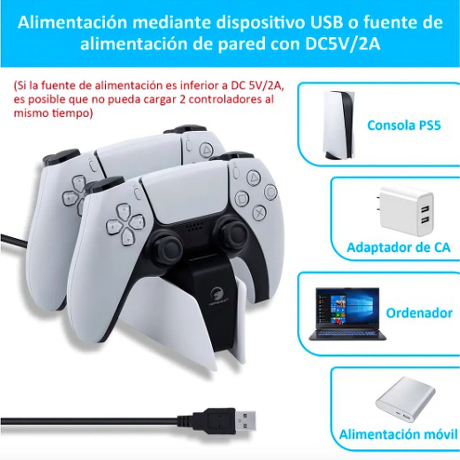 Base Cargador Para Consola Soporte Ps5 image number 1.0