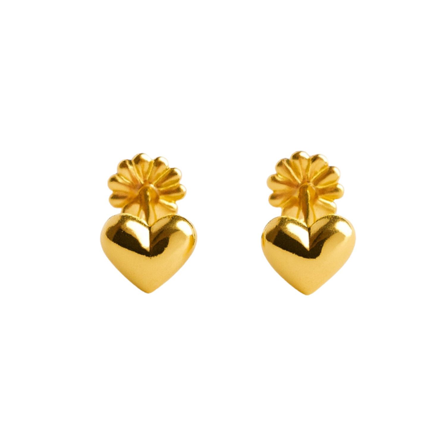 Aros Coraz&oacute;n Oro 18k 4mm N1 Atornillados 0.50gr Ni&ntilde;a Juvenil Hipoalerg&eacute;nicos image number 0.0