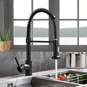 Llave Monomando Lavaplatos Profesional Resorte Negro
