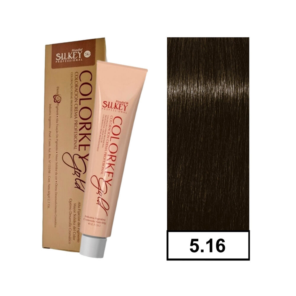 Colorkey Gold - Tintura Permanente Efecto 3d Pigment 60gr + Oxidante - 5.16 Castaño Claro Ceniza Rojizo image number 0.0