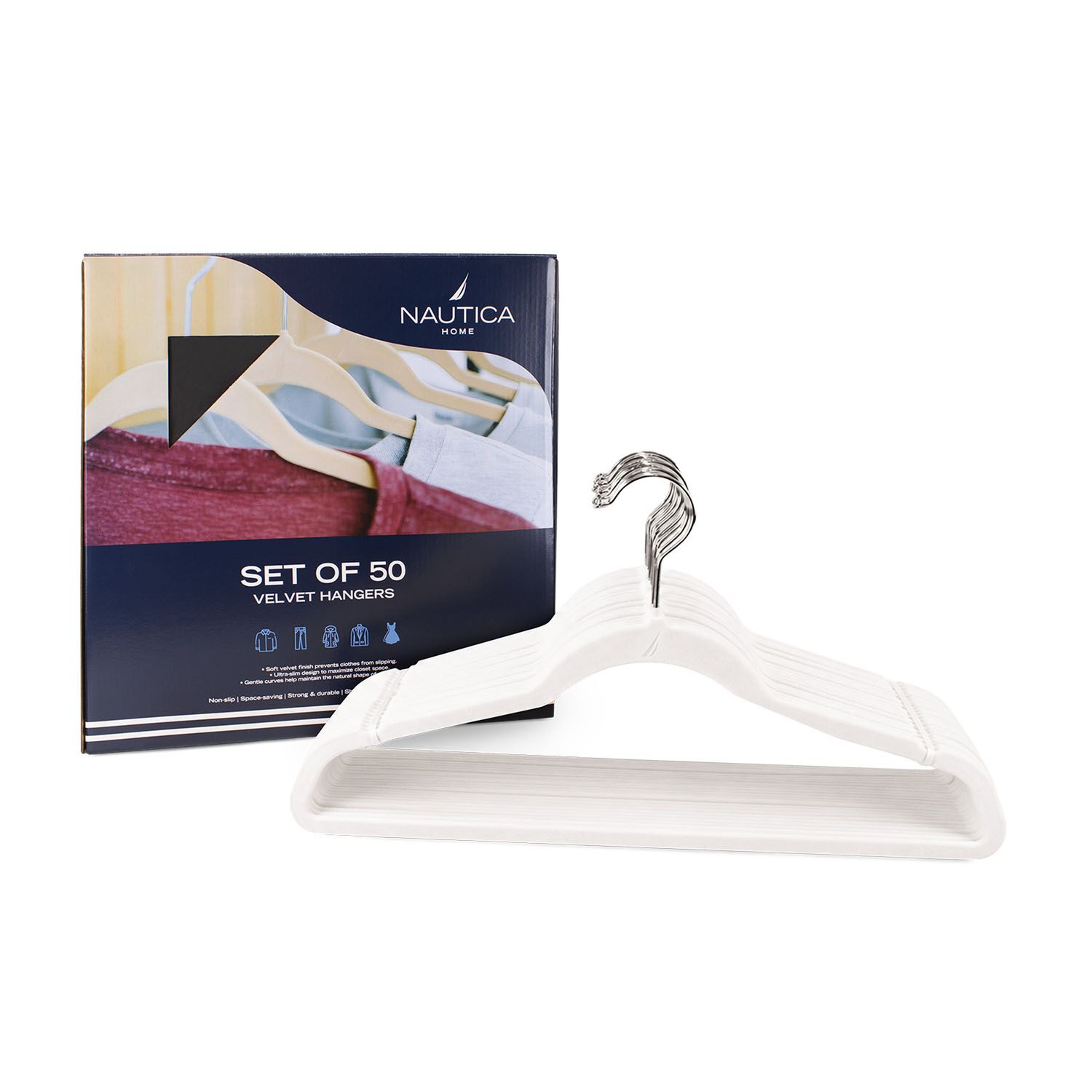 Colgadores De Ropa Pack 50 Blanco Antideslizante Nautica Home image number 4.0
