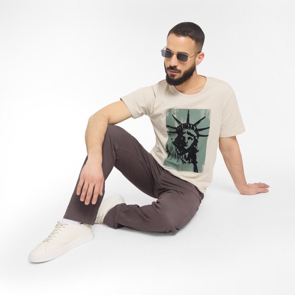 Polera Estampada Manga Corta Cuello Redondo Hombre Az Black image number 1.0