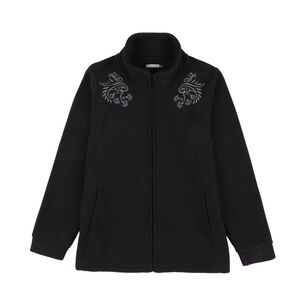 Poler&oacute;n Polar Bordado De Flores Cuello Alto Mujer Lesage