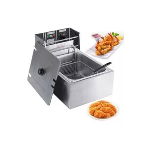 Freidora Eléctrica De Acero Con Tapa - 1 Canasto 6 Litros