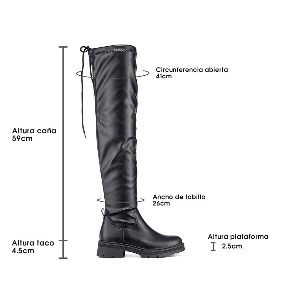 Bota Larga Casual Mujer Eco Cuero Plataforma Moda Weide Zs69 image number 6.0