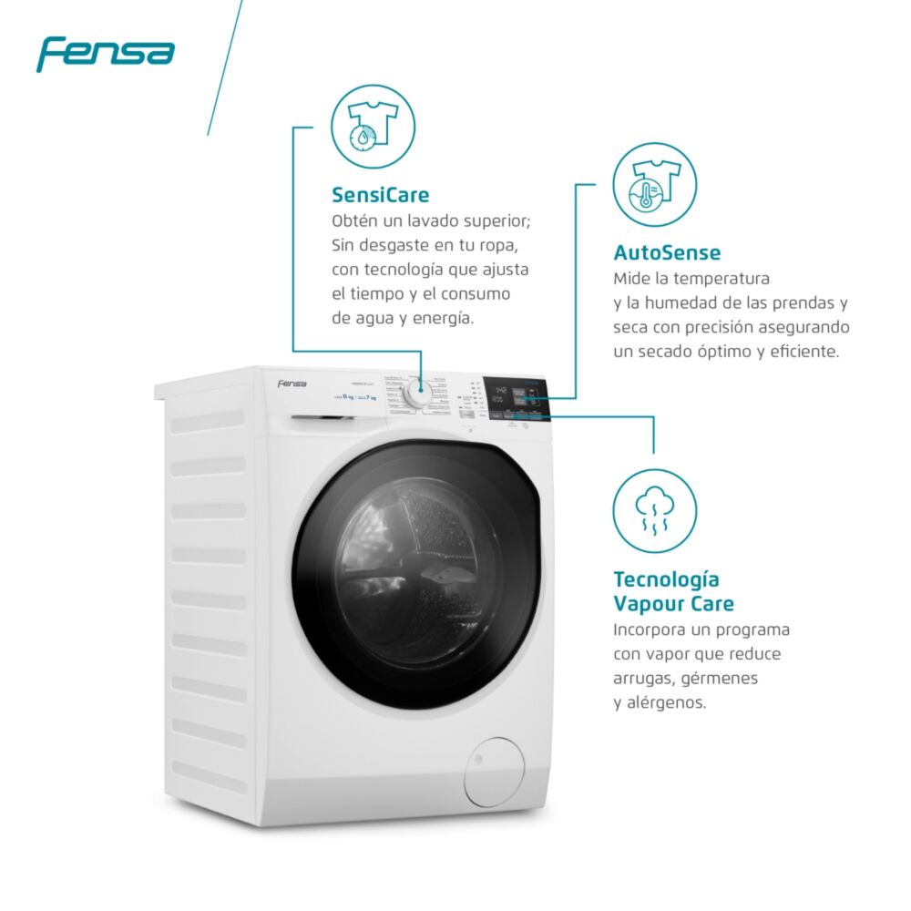 Lavadora Secadora Fensa 11kg Lavado Inteligente 11wd Blanca image number 4.0