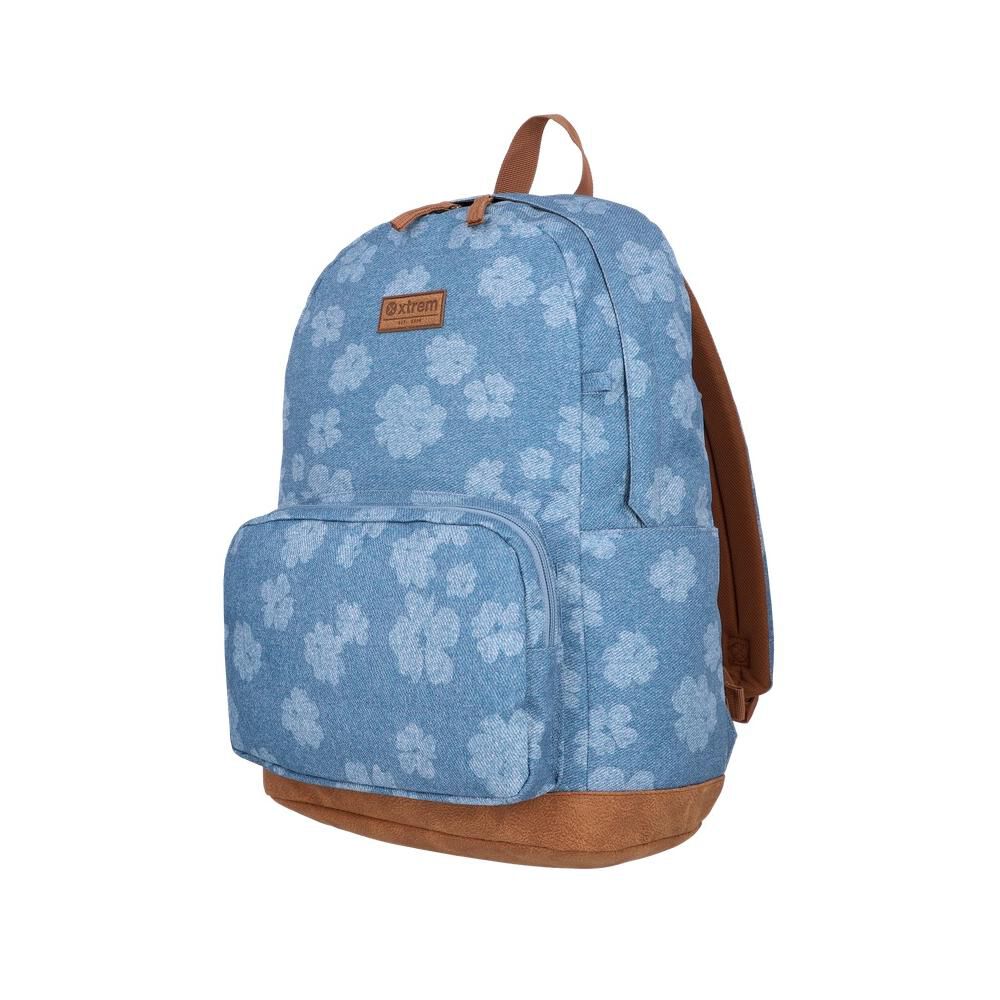 Mochila Notebook Xtrem Pop 6xt Denim Flores Azul 15" image number 2.0
