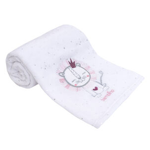 Frazada De Coral Plush Blanco Leona Niña