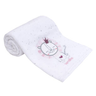 Frazada De Coral Plush Blanco Leona Ni&ntilde;a