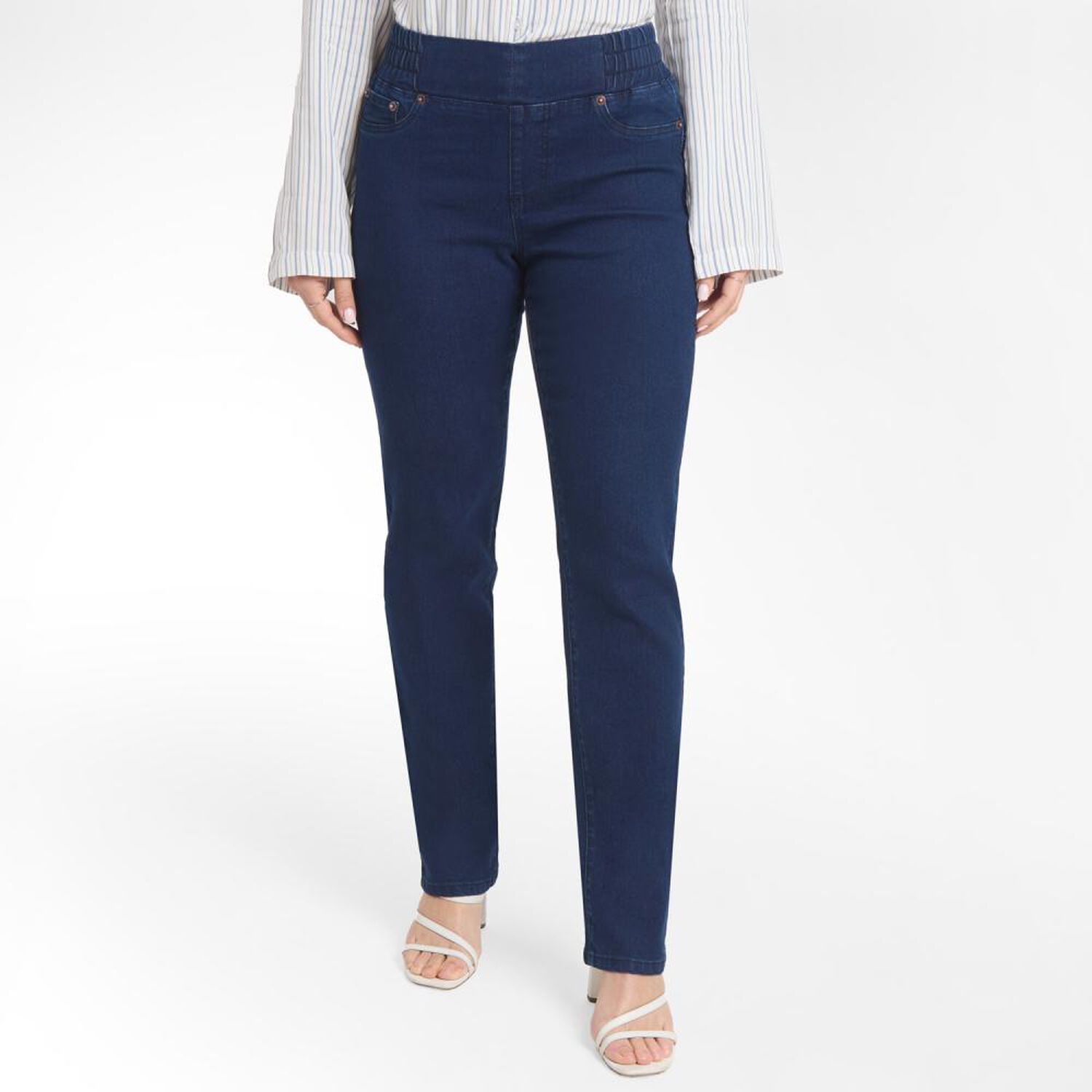 Jeans Pretina El&aacute;sticada Tiro Alto Push Up Mujer Geeps image number 0.0