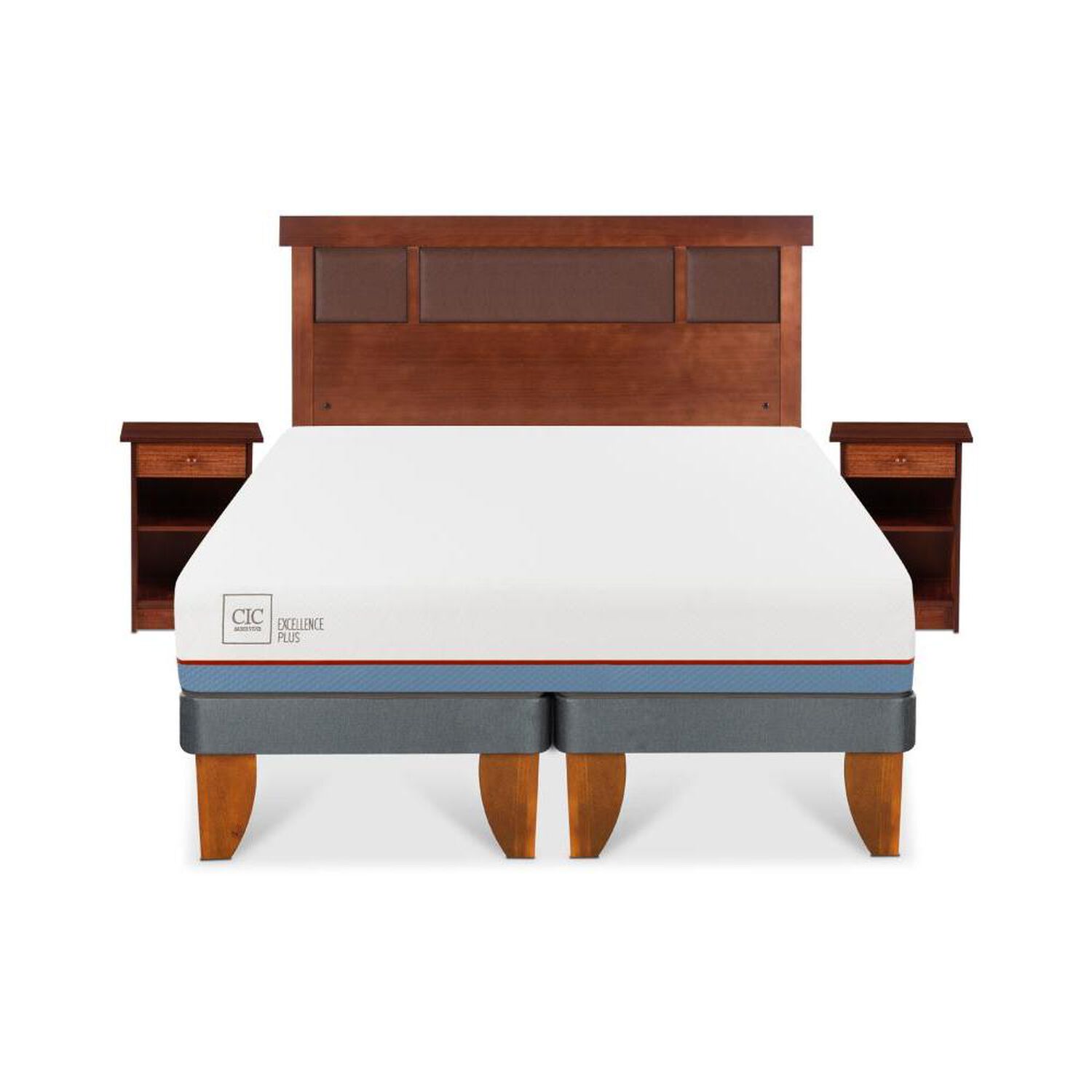 Cama Europea Cic Excellence Plus / 2 Plazas / Base Dividida + Set De Maderas image number 0.0