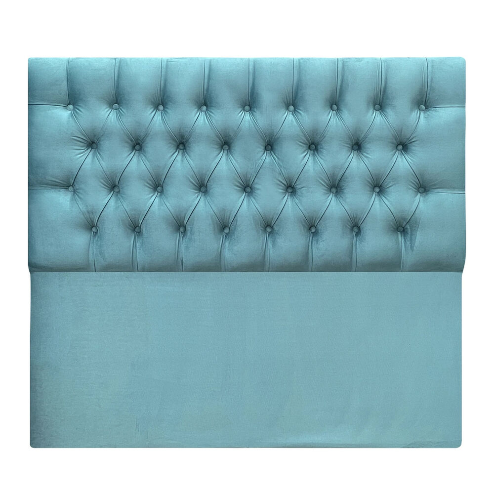 Respaldo De Cama Capitoné Premium Felpa Turquesa King image number 1.0