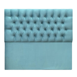 Respaldo De Cama Capitoné Premium Felpa Turquesa King