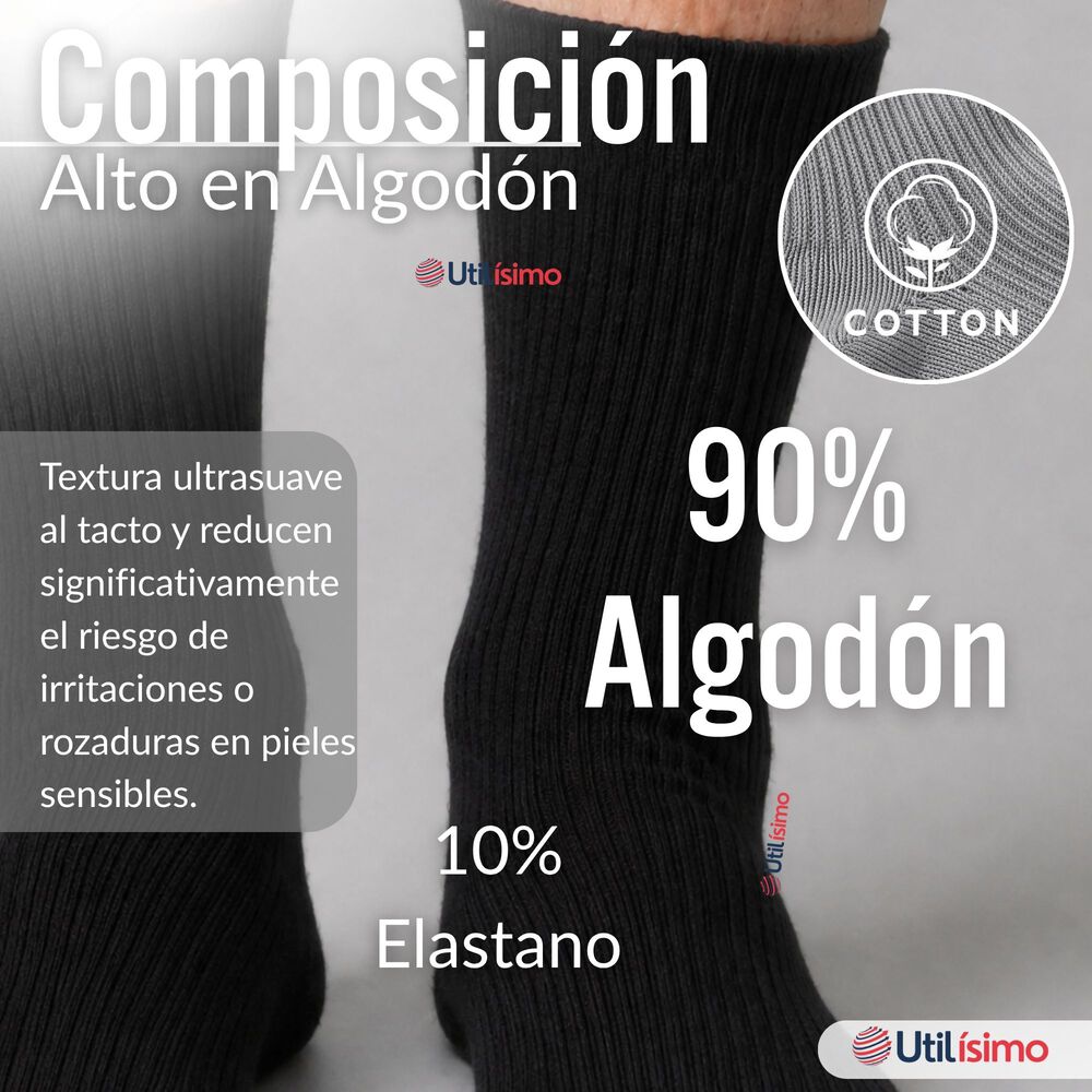 Pack 4 Pares Calcetines Diab&eacute;ticos Hombre Algod&oacute;n Suave Colores Surtidos Protecci&oacute;n image number 5.0
