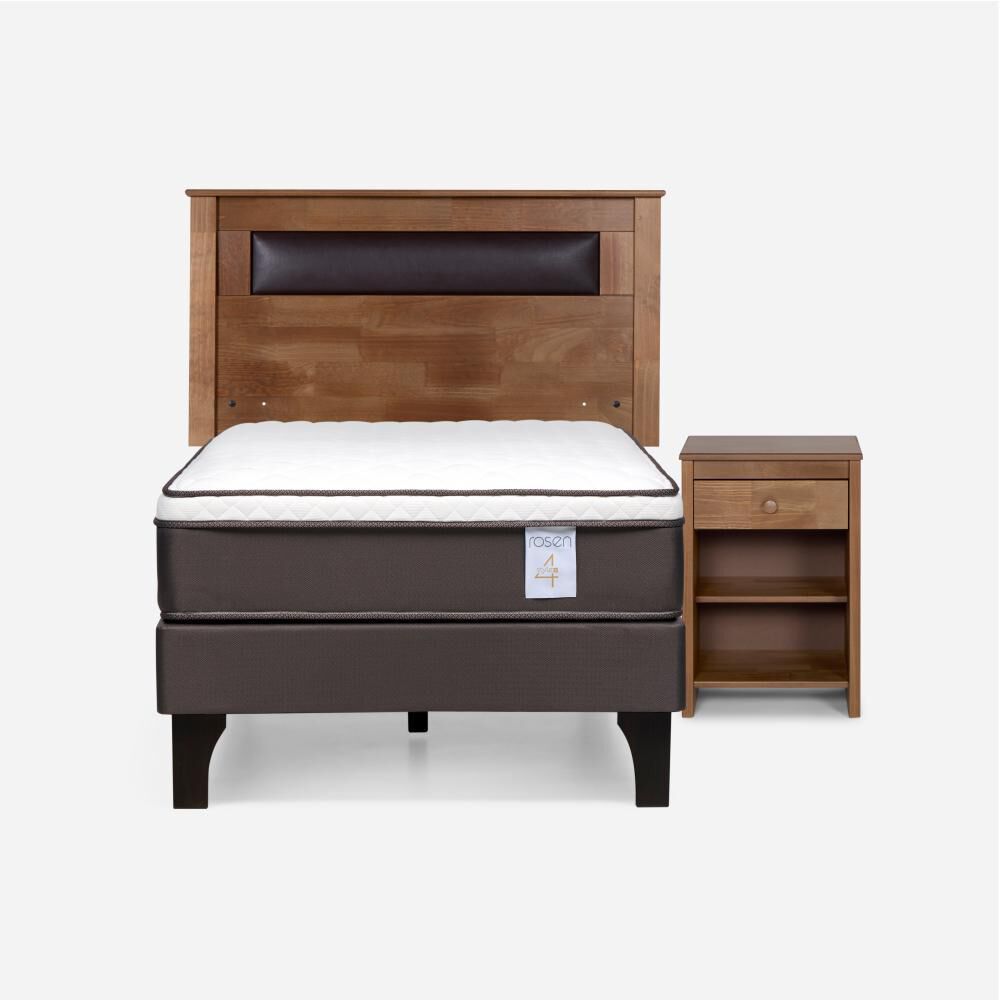 Cama Europea Rosen New Style 4 Plus / 1.5 Plazas / Base Normal + Set De Maderas Ferrara image number 0.0