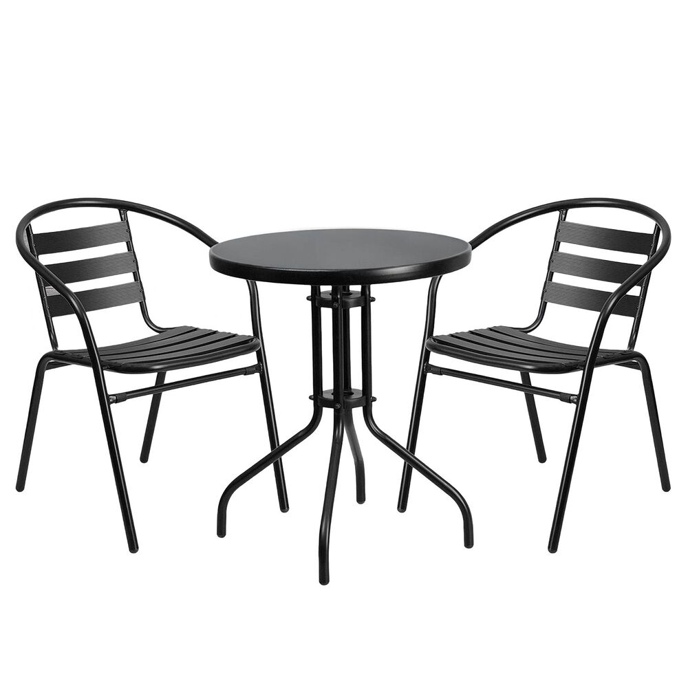 Set Terraza 2 Sillas Acero + Mesa Acero Negro 70x60 Cm image number 0.0