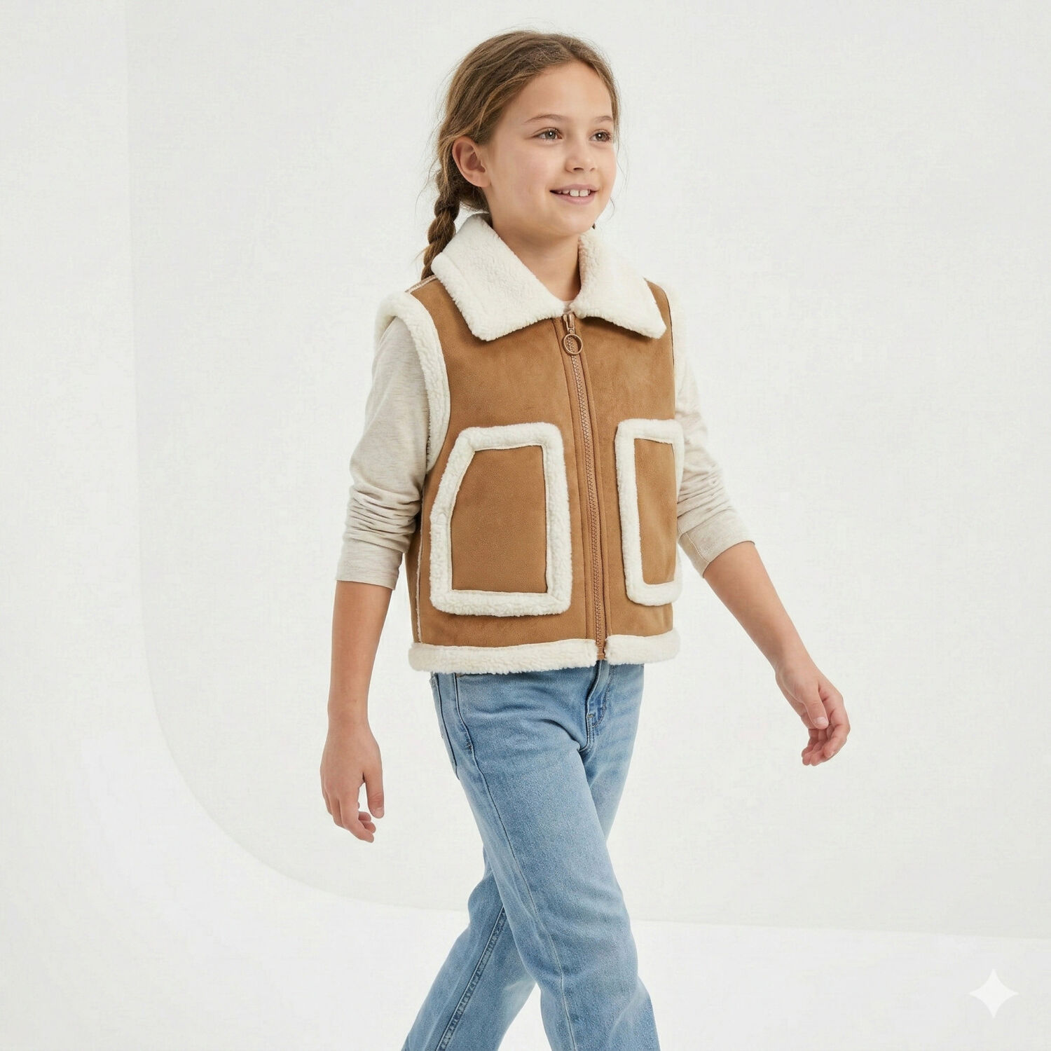 Chaleco Borrego Unisex Sin Mangas Invierno Estilo Europeo image number 1.0