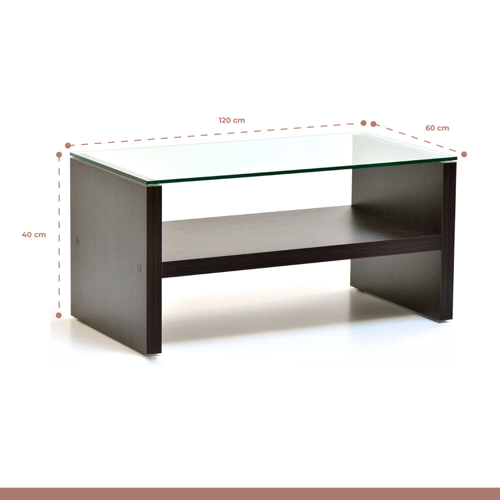 Mesa De Centro Moderna Madera Walnut Wood Vidrio image number 3.0