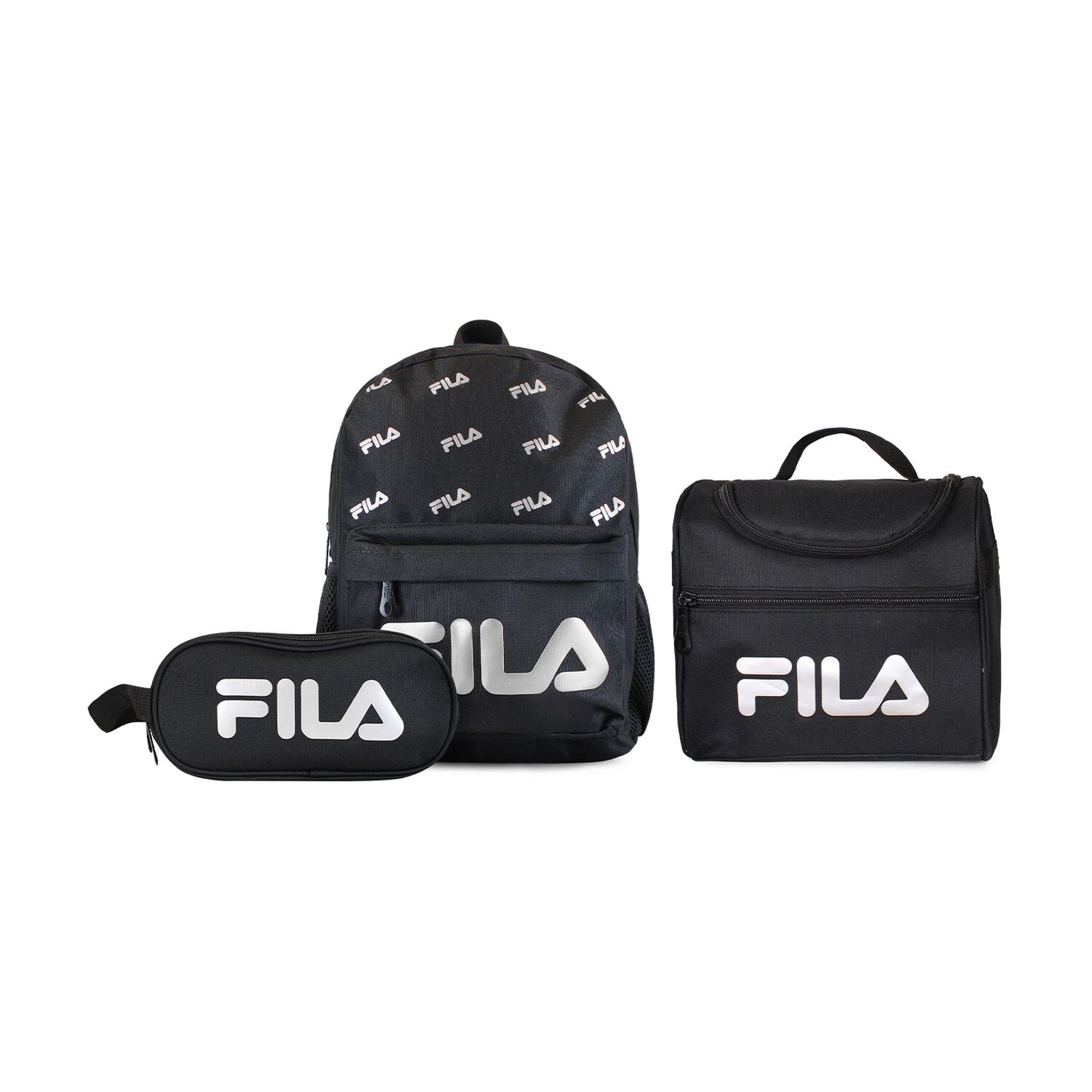 Set Fila Mochila 10lts Urbanix + Lonchera T&eacute;rmica + Estuche Spark Negro-silver image number 0.0