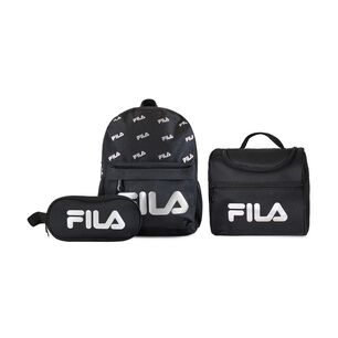 Set Fila Mochila 10lts Urbanix + Lonchera T&eacute;rmica + Estuche Spark Negro-silver