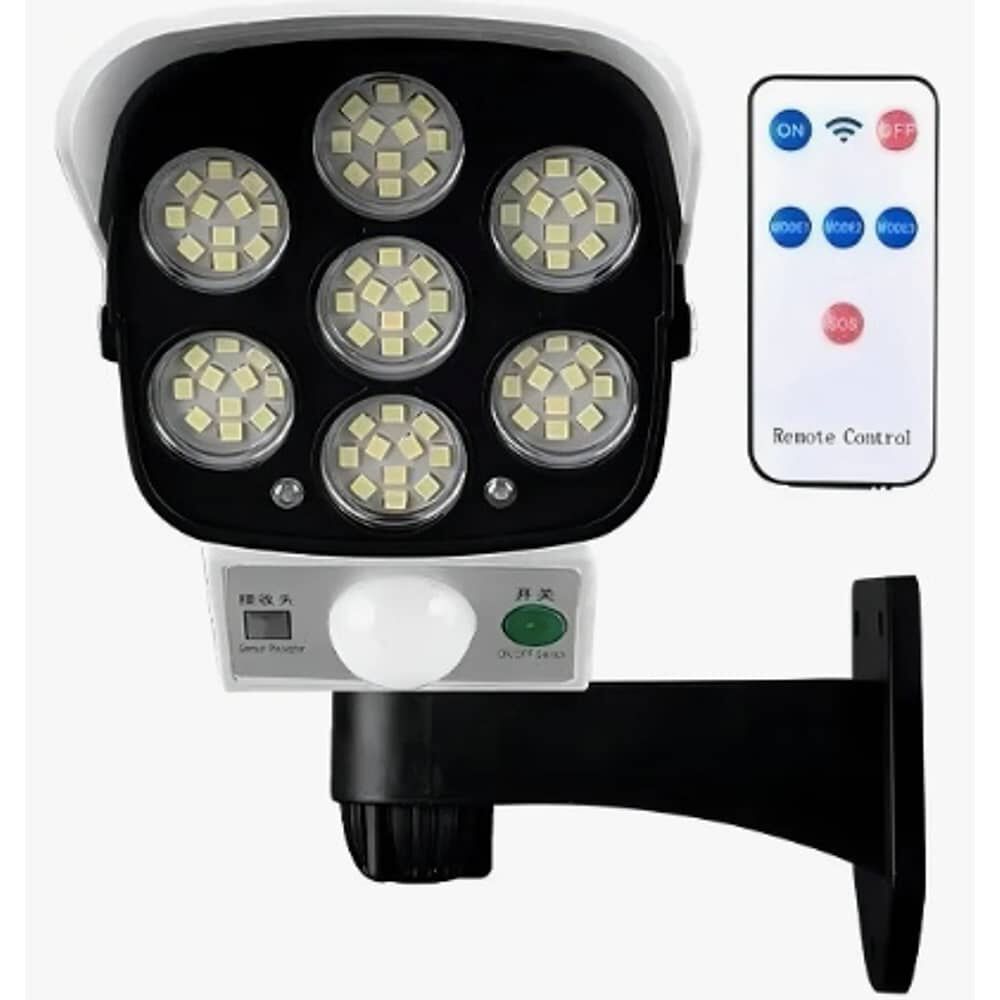 Foco Solar Simula Camara De Seguridad Sensor De Movimiento Color Blanco image number 1.0